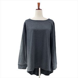 BUKI COLLECTION Anna Super-Soft High-Low Crew Sweatshirt Charcoal Gray Size L